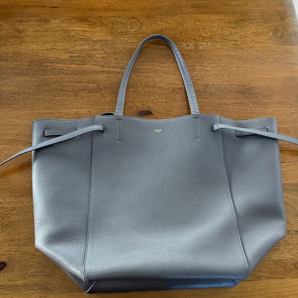 Celine Soft Grained Calfskin Medium Belt Cabas Phantom Grey - Picture 10 of 11